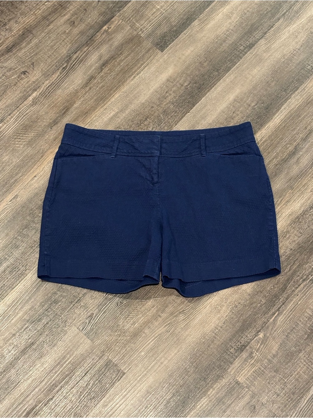 The Limited Navy Textured Pull-On Bermuda Shorts